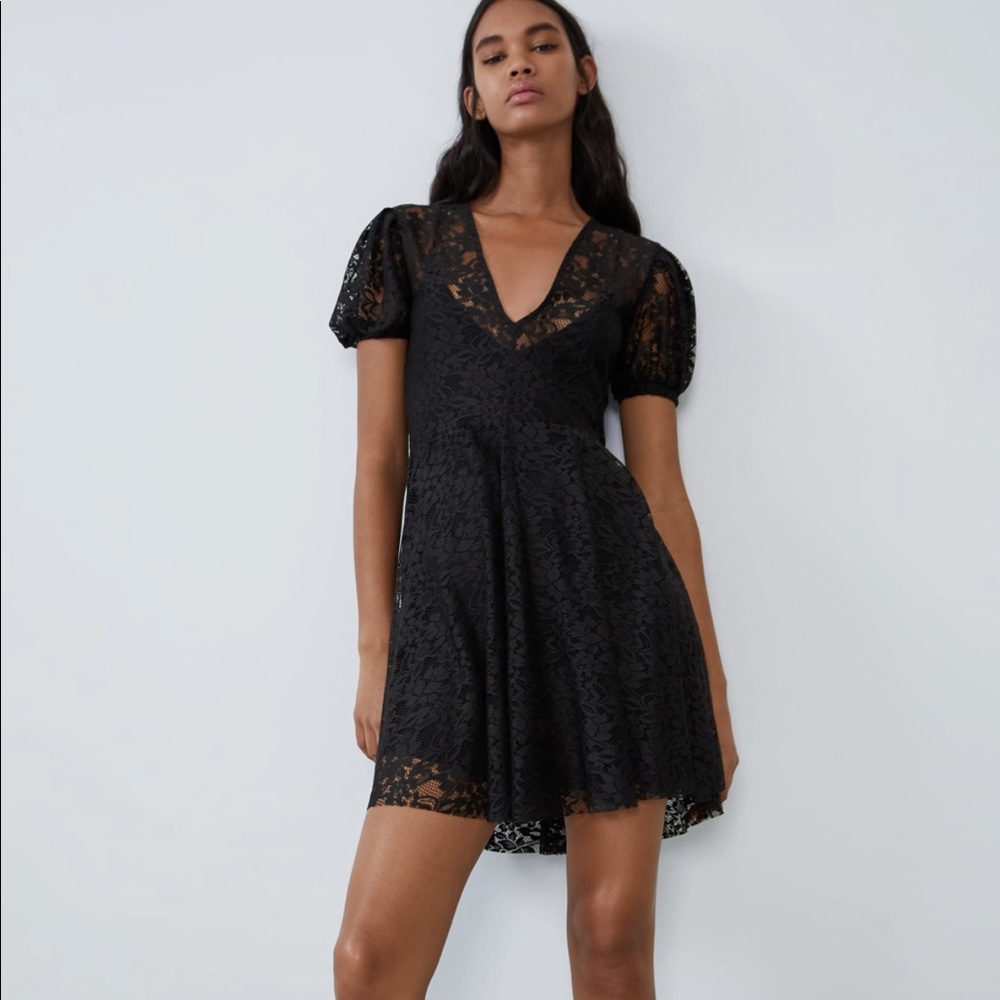 Zara NWT Black Lace Dress
